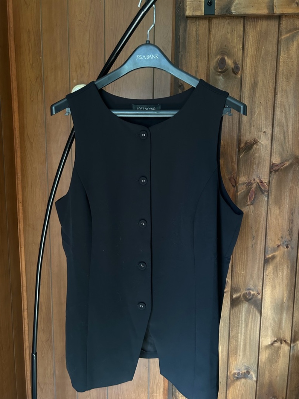 LOFT Versa Classic Black Sleeveless Button Front Vest